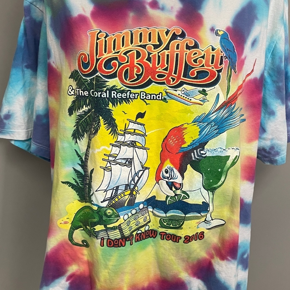 Jimmy Buffett | Tie Dye Concert Tour Shirt 2016 I Don't Know Tour Band Tee XXL - Picture 2 of 5